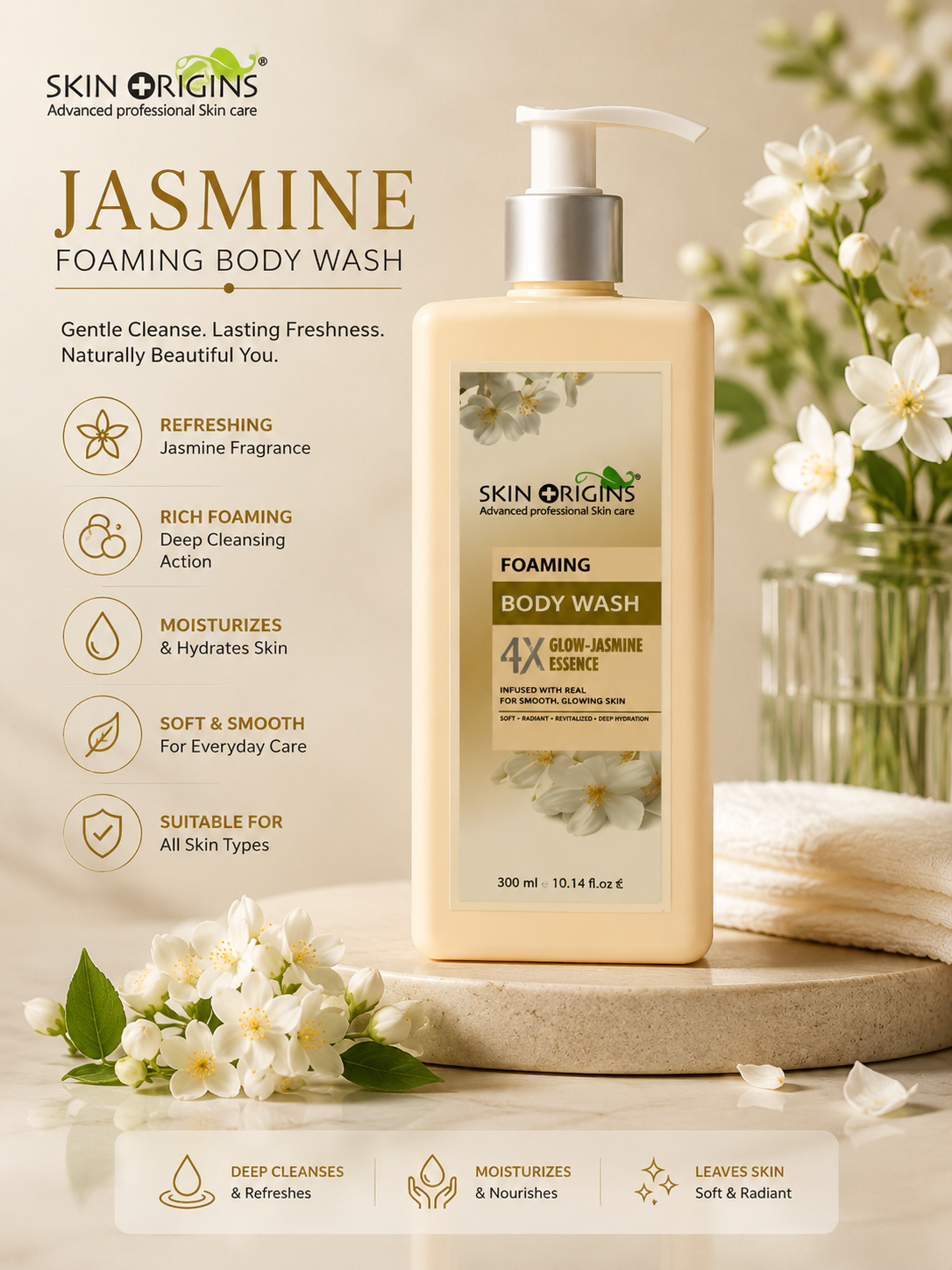 Skin Origins Jasmine Foaming Body Wash 300ml