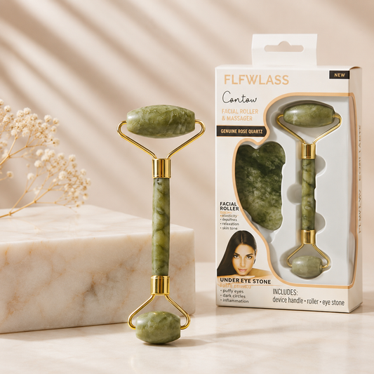 Jade Roller & Gua Sha Facial Massage Set – Green